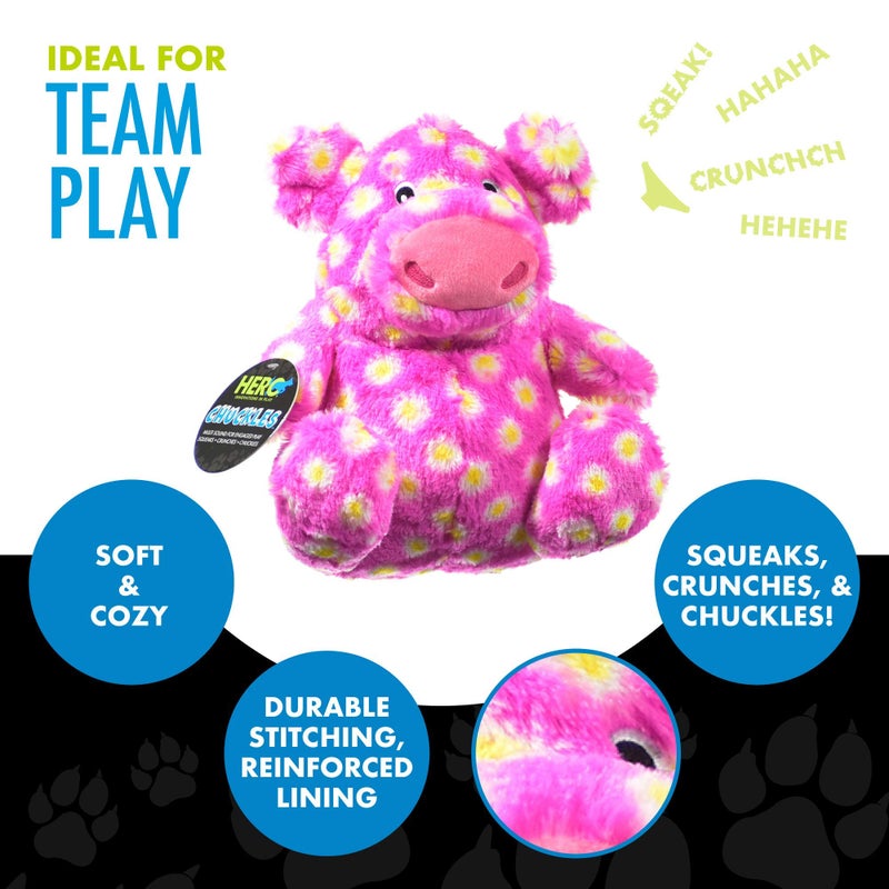 Hero - Chuckles Polka-Dotted Pig Plush Dog Toy - Dog Squeaky Toys - Durable Stuffed Animal with 3 in 1 Squeaker - Image 4